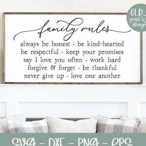 Familienregeln SVG Zitat | Familienregeln Zeichen | Familie SVG | Haus SVG | Familie Zitat | Familie Zeichen svg | Farmhaus Zeichen svg