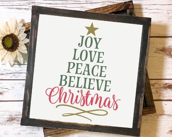 Joy Love Peace Believe Christmas - SVG Cut File - Christmas SVG