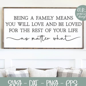 Eine Familie zu sein bedeutet, dass Sie lieben und geliebt werden SVG | Familie SVG | Haus SVG | Familie Zitat | Familie Zeichen svg | Bauernhaus Zeichen svg
