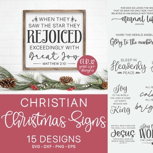Bundle SVG de Noël chrétien, 15 citations de Noël SVG, SVG de Noël religieux, verset de la Bible de Noël svg, citations bibliques de Noël