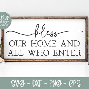 Bénis notre maison et tous ceux qui entrent | Accueil Devis de bienvenue | Panneau de bienvenue SVG | Citation de ferme SVG | Citation famille SVG