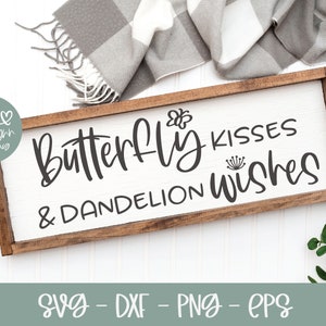 Besos de mariposa y deseos de diente de león - Archivo digital de corte de primavera - SVG, DXF, PNG y EPS