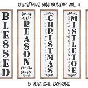 Paquete de letreros verticales navideños, vol. 4: 5 archivos de corte DIGITAL: svg, dxf, png, eps