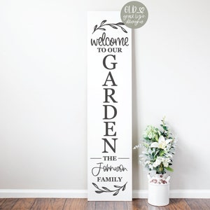 Bem-vindo ao nosso jardim - Placa com nome de família - Arquivo de corte DIGITAL - svg, dxf, png, eps