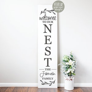 Bem-vindo ao nosso ninho - Placa de sobrenome - Arquivo de corte DIGITAL - svg, dxf, png, eps