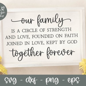 Our Family is a circle of Strength & Love 6x6 Canvas Selfstanding Sign
