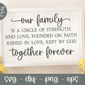 Unsere Familie ist ein Kreis der Stärke und Liebe SVG | Familie SVG | Haus SVG | Familie Zitat | Familie Zeichen svg | Bauernhaus svg