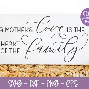 Die Liebe einer Mutter ist das Herz der Familie - Muttertagsdesign - Digitalschnittdatei - svg, dxf, png, eps
