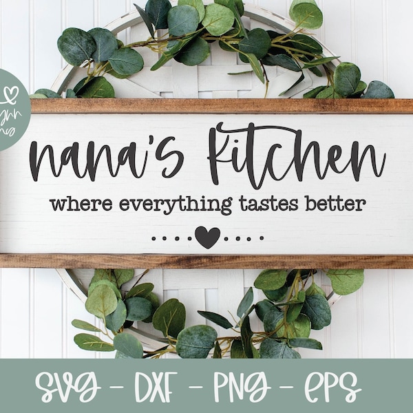 Nana's Kitchen Where Everything Tastes Better | Nana SVG | Nana Sign Design | Grandchildren svg | Grandma quote