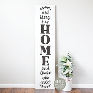 God Bless Our Home - porche SVG - panneau de bienvenue - fichier coupe numérique - svg, dxf, png & eps