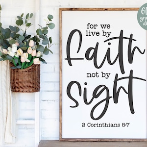 Porque por fe vivimos, no por vista - 2 Corintios 5:7 - Escritura SVG / SVG religioso / Cita bíblica / Diseño de letrero cristiano