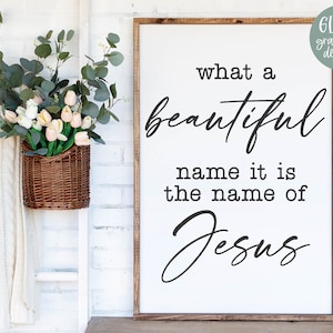 Wat een mooie naam is het de naam van Jezus - schrift-SVG | Religieuze SVG | Bijbelvers SVG | Ontwerp met schriftteken | Geloofcitaten svg