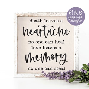 La mort laisse une citation de chagrin d'amour - SVG commémoratif | Citation funéraire SVG | Citation de deuil | Signe "À la tendre mémoire" | Souvenir SVG | Plaque commémorative