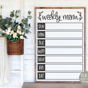 Menu de la semaine - fichier de découpe numérique de menu de cuisine - svg, dxf, png, eps