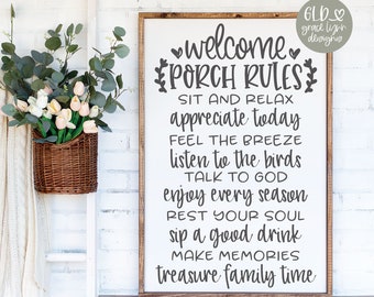 Porch Rules - Digital Cut File - svg, dxf, png & eps