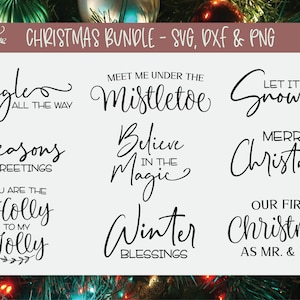 Lot Noël SVG - Designs de Plaque de Noël | Citations de Noël | Svg d'art mural de Noël à la ferme | Lot Noël SVG