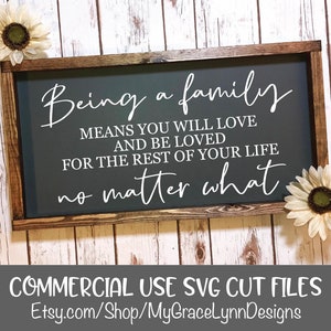 Being A Family Means You Will Love And Be Loved For The Rest Of Your Life No Matter What - DIGITAL SVG Cut File - Wood Sign SVG Cut File