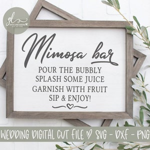 Mimosa Bar - File di taglio digitale per matrimonio - SVG, DXF e PNG