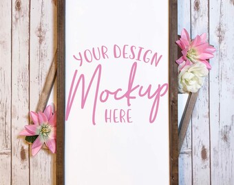 Download Free Wood Sign Mockup - Digital Mock Up - Vertical Sign Mockup - Framed Mockup - Wooden Mockup PSD Template