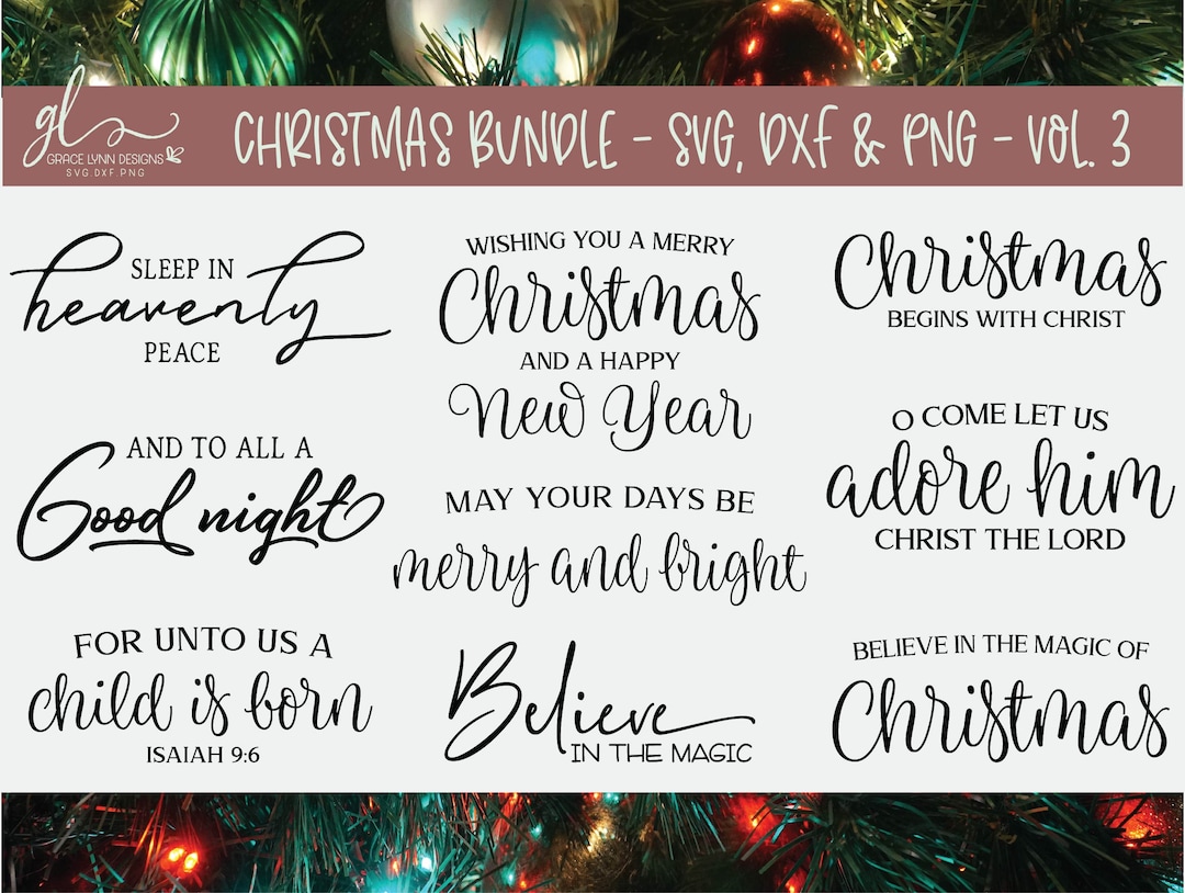 Christmas Bundle Vol. 3 - Christmas Digital Cut Files - SVG, DXF & PNG ...