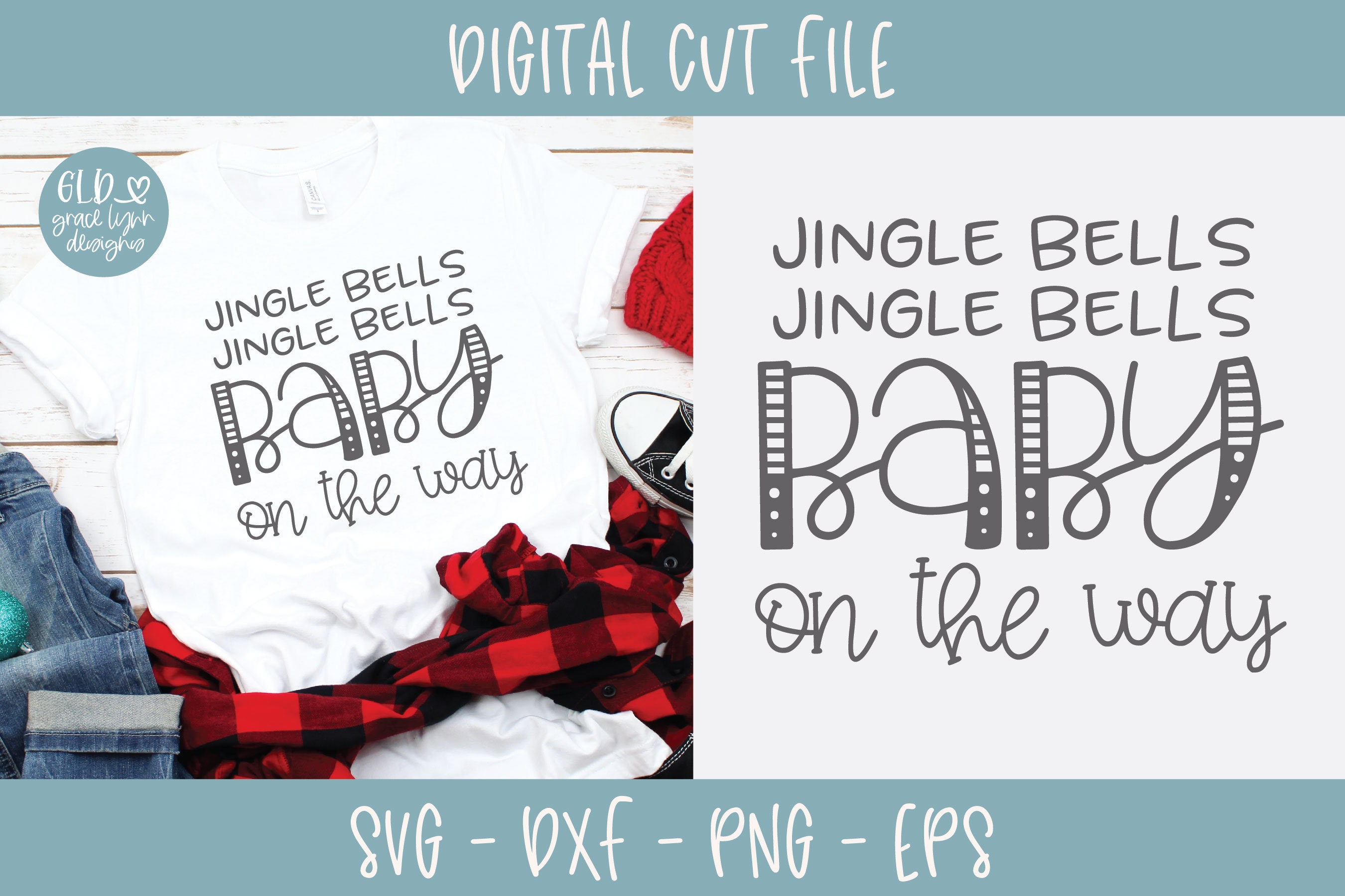 Cricut Designs Winter Silhouette Files Merry Christmas Jingle Bells Baby on the Way SVG Pregnancy Announcement