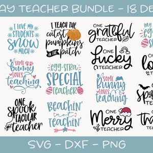 Holiday Teacher Bundle - 18 Designs - Digital Cutting Files - svg, dxf & png