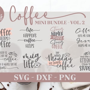 Pacchetto Citazioni sul Caffè Vol. 2 - 8 Design Digitali sul Caffè - SVG, DXF e PNG