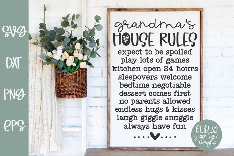 Grandma's House Rules Grandma SVG Grandma Sign Design Etsy