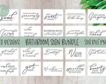 Bathroom Quote Bundle - 20 Designs - Bathroom Digital Cut Files - SVG, DXF & PNG