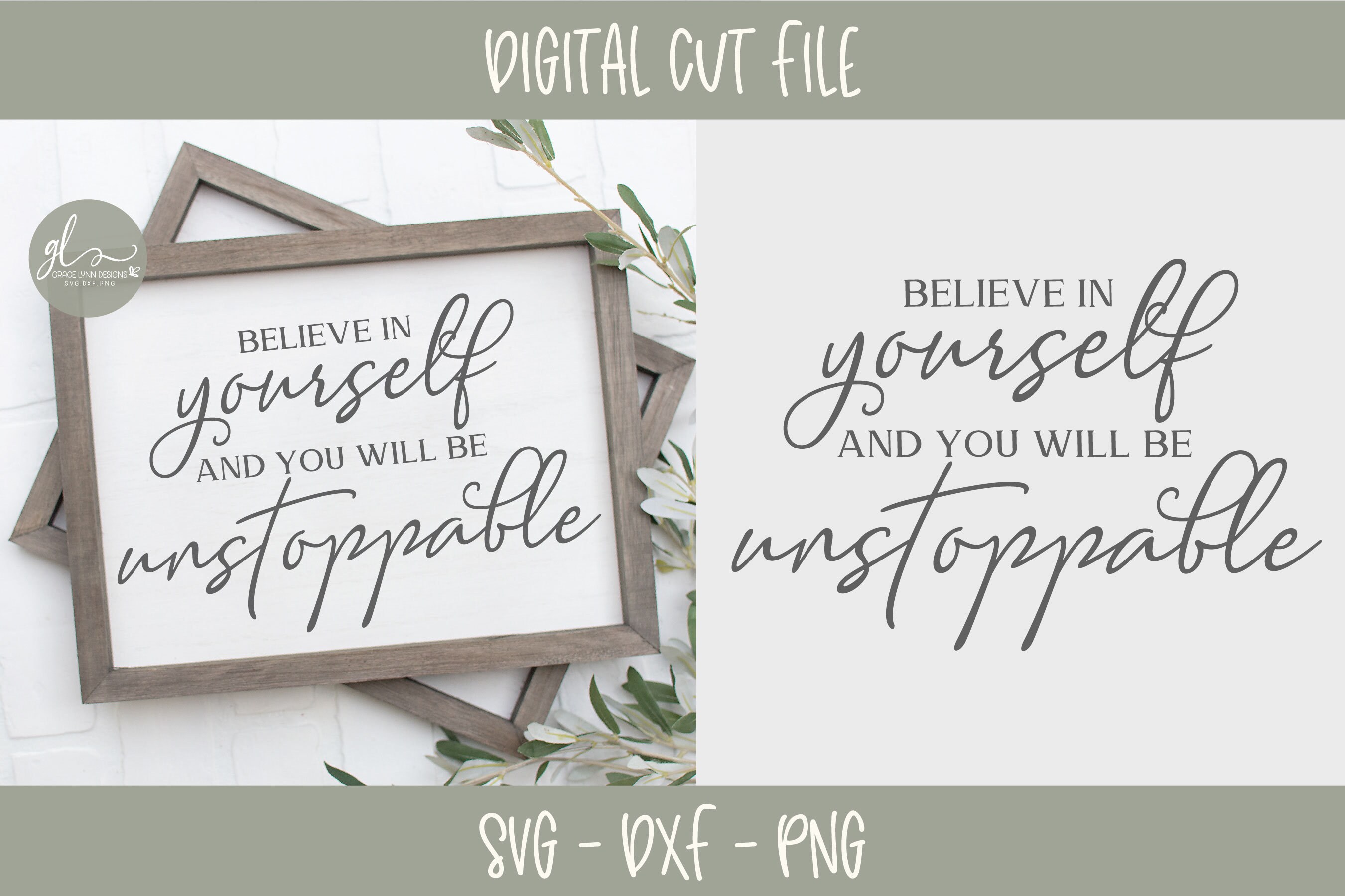Cree en ti mismo y serás imparable - Archivo de corte digital - SVG, DXF y PNG