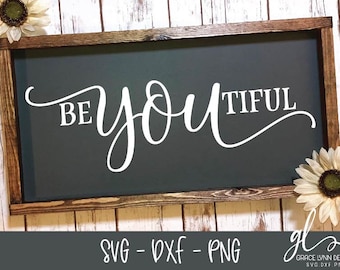 BeYouTiful Digital Cutting File - Makeup Bag/Wood Sign Digital Cutting File - SVG, DXF & PNG