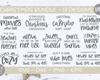 Christmas Bundle Vol. 5 - 13 Christmas Digital Cutting Files - svg, dxf, png, eps