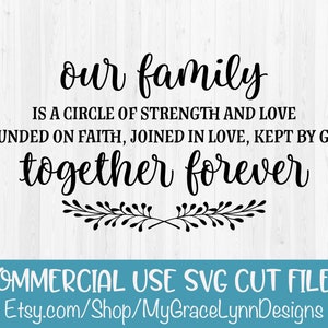 Our Family is A Circle of Strength and Love, Founded on Faith, Joined