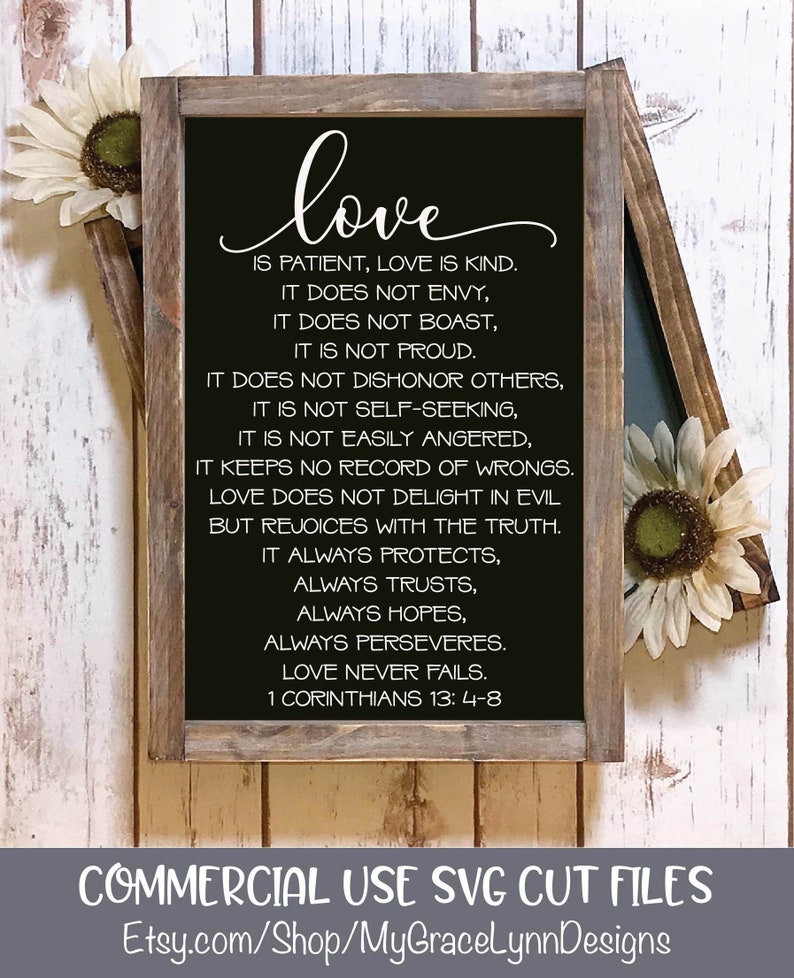 Download Love Is Bible Verse 1 Corinthians SVG Cut File | Etsy