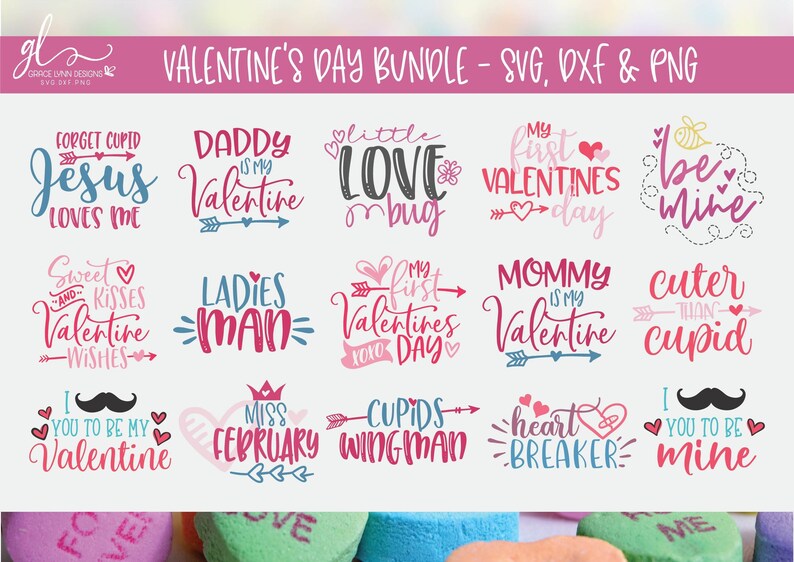 Valentine's Day Digital Cut File Bundle SVG DXF &amp; PNG - Etsy