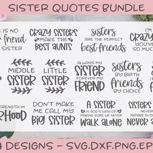 Schwester Zitate Bundle - 14 Digital Cut Files - svg, dxf, png, eps