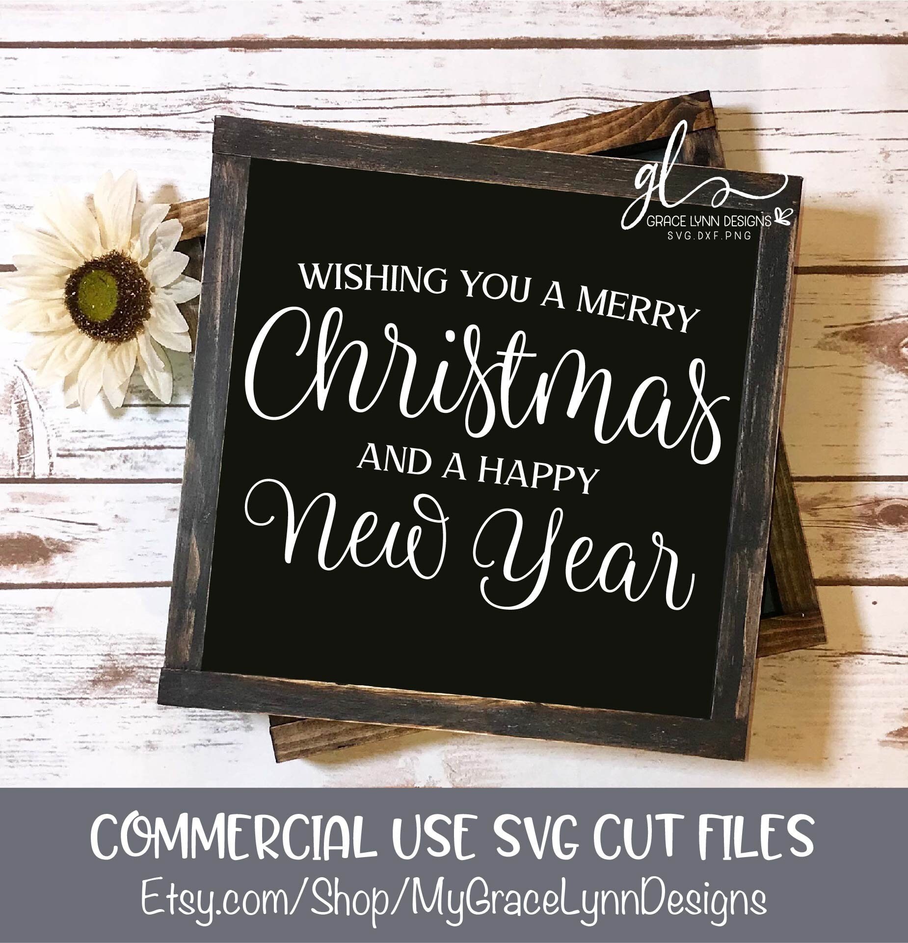 Wishing You A Merry Christmas And A Happy New Year - Christmas Digital Cutting File - SVG, DXF & PNG