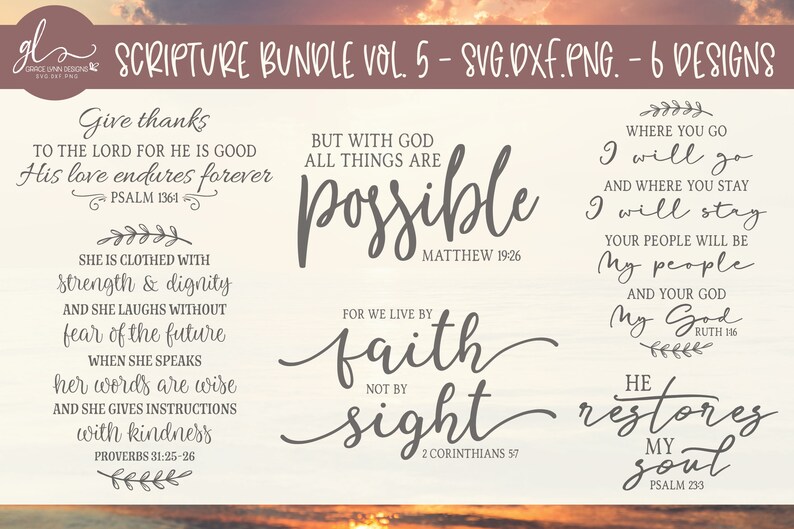 Scripture Quotes SVG Bundle - 33 Bible Verse Designs From 5 Mini ...