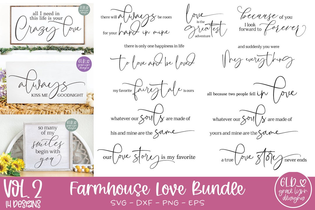 Wedding Sign Svg Bundle | Farmhouse Quotes Svg Bundle | Wedding Quote ...