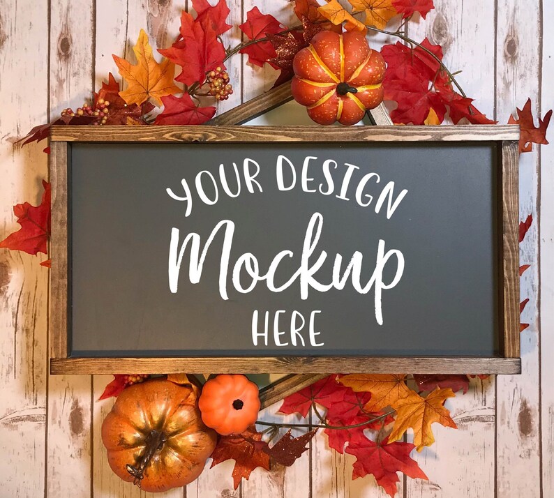 Download Fall Wood Sign Mockup Digital Mock Up Holiday Mockup | Etsy