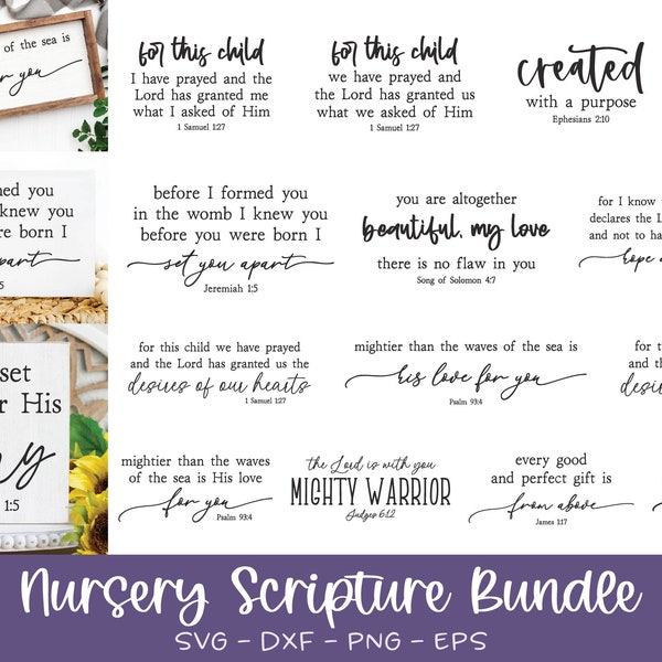 Nursery Scripture Quotes Bundle | Nursery SVG Quotes | Bible Verse SVGs | New Baby SVG | Religious Nursery SVG Quotes