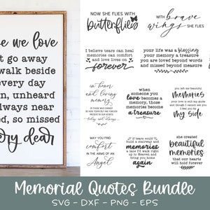 Lot de citations commémoratives SVG | 15 designs d'enseignes SVG commémoratives | Citations svg funérailles | Svg chagrin | Citations commémoratives | En souvenir SVG
