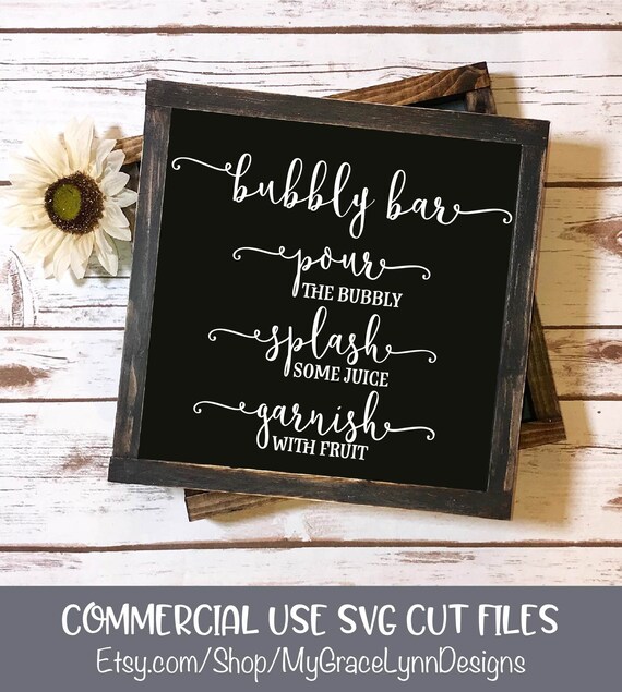 Bubbly Bar Mimosa Bar Wedding Sign Svg Cut File Etsy