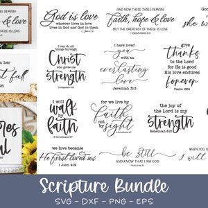 Paquete SVG de citas de las Sagradas Escrituras: 14 diseños de carteles con versículos bíblicos: paquete SVG de versículos bíblicos, SVG religioso, cita cristiana, diseño de carteles cristianos