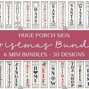 Paquete de letreros navideños gigantes: 30 diseños navideños verticales Archivos de corte digitales: svg, dxf, png, eps