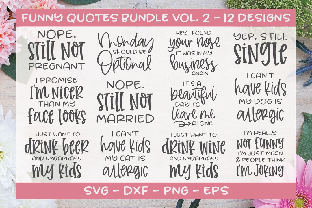 Really Funny Quotes Funny Quotes Bundle 12 Digital Cut Files SVG