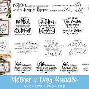 Paquete de citas para el Día de la Madre, vol. 1: 15 archivos de corte digitales para el Día de la Madre: svg, dxf, png, eps