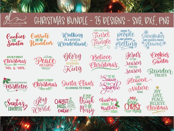 Download Free Christmas Svg Bundle 25 Christmas Designs Svg Dxf Png Etsy SVG DXF Cut File