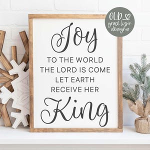 Alegría para el mundo SVG, El Señor ha venido svg, Navidad svg, Cita navideña svg, Letrero navideño religioso svg, Que la Tierra reciba a su Rey svg