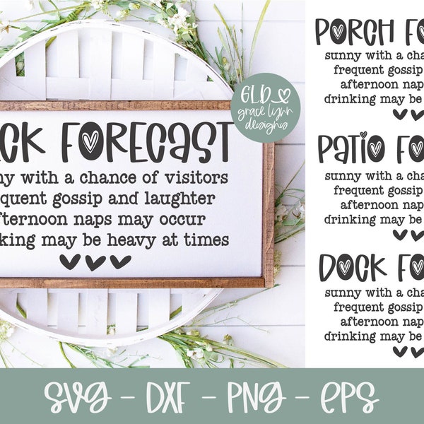 Funny Forecast SVG - Funny Patio SVG | Porch SVG | Deck Sign | Dock svg | Funny Forecast Mini Bundle - 4 Forecast Sign Designs